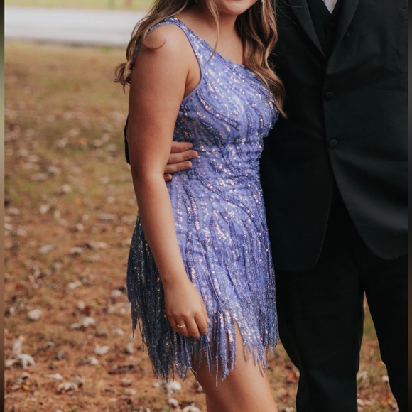 Blue Sherri Hill dress, size 00 - Picture 5 of 8